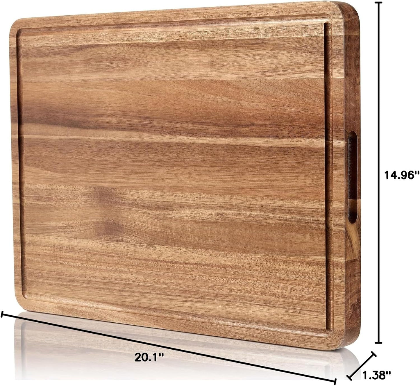 Large Wooden Cutting Board for Kitchen, 20" x 15" Acacia Wood Butcher Block Cutting Board with Juice Groove, Thick Chopping Board Carving Board for Meat Turkey Vegetables
