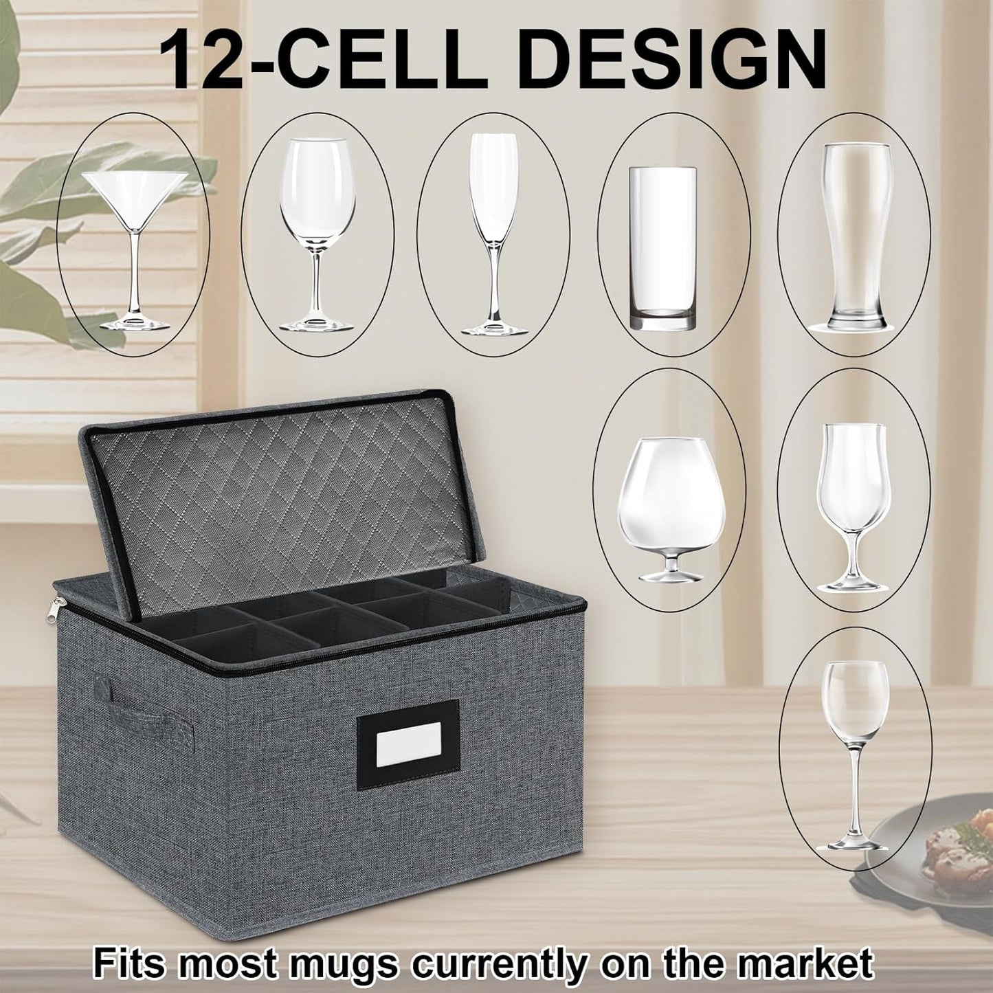 VERONLY 2 Pack Flatware Utensil Storage - Sturdy Silverware Storage Box with Dividers, 5 Compartment Flatware Storage Case with Handles and Removable Lid for Moving&Protected(Dark Gray)