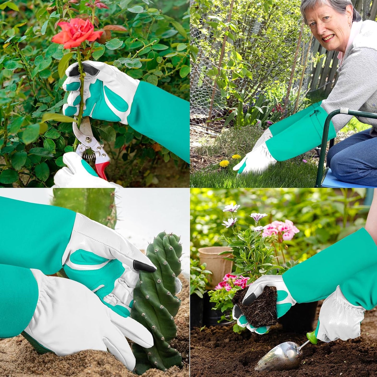 Long Gardening-Gloves Women/Men-Thorn proof Rose Pruning Heavy Duty Gauntlet, Best Garden Gifts for Gardener-L