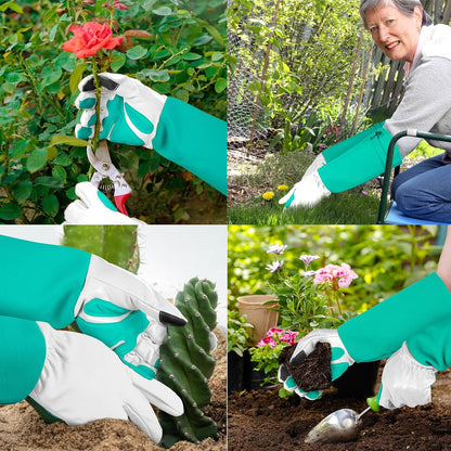 Long Gardening-Gloves Women/Men-Thorn proof Rose Pruning Heavy Duty Gauntlet, Best Garden Gifts for Gardener-L