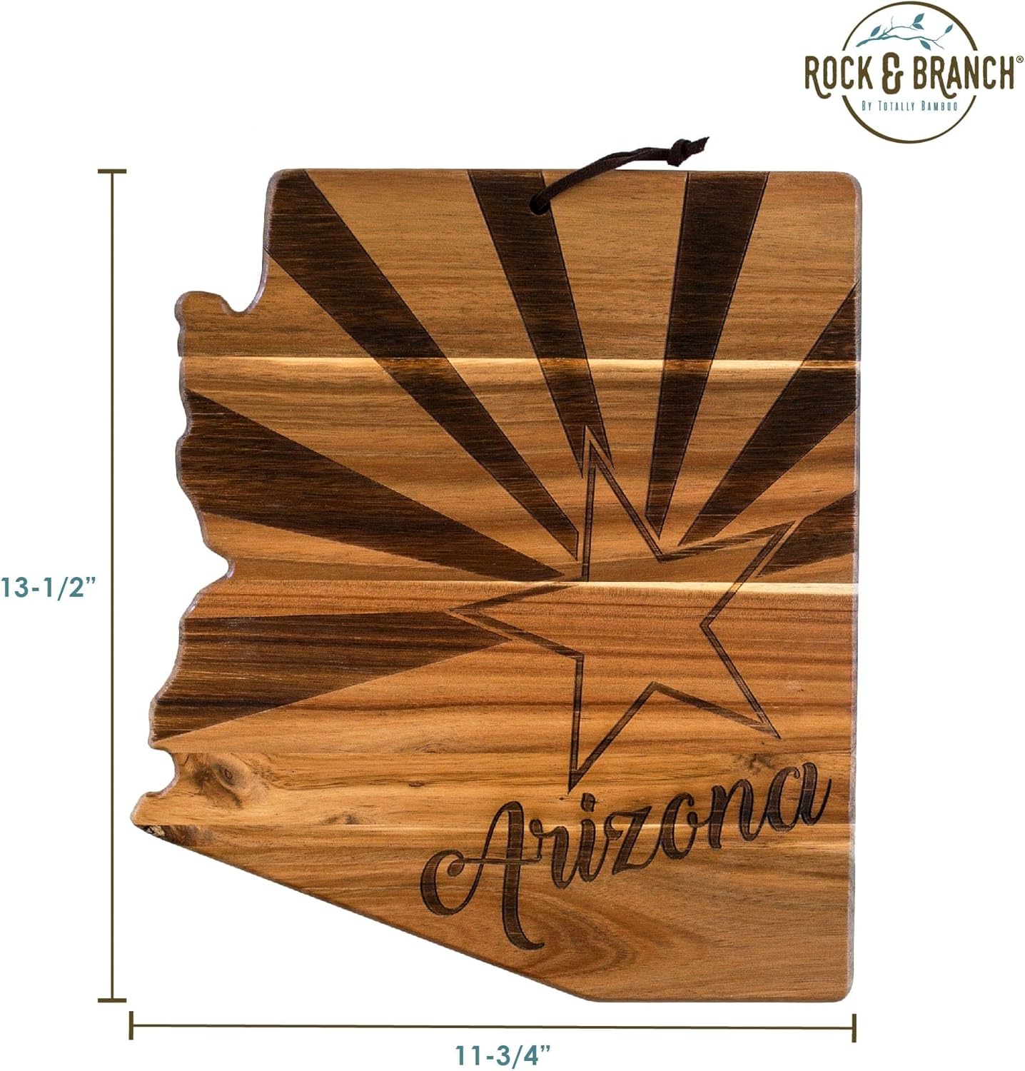 Totally Bamboo Rock & Branch Origins Series New York State Shaped Cutting Board and Charcuterie Serving Tray, Includes Hang Tie for Wall Display