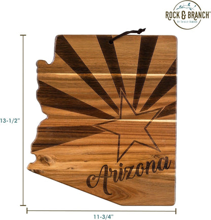 Totally Bamboo Rock & Branch Origins Series New York State Shaped Cutting Board and Charcuterie Serving Tray, Includes Hang Tie for Wall Display