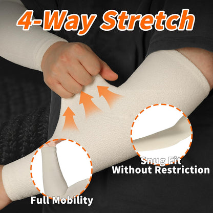 Schwer 2 Pairs 15.4in Down Yarn Knitted Arm Warmers, Summer Essential Arm Sleeves for AC Rooms, Hyaluronic Acid Infused, Moisturizing & Skin-Friendly, Light Compression Arm Protectors for Thin Skin