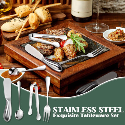 Cheese Butter Spreader Knives Set Charcuterie Accessories 16 Pieces Charcuterie Boards Utensils Stainless Steel Spreader Knife Mini Serving Tongs Spoons and Forks for Jam Appetizers Pastry (Gold)