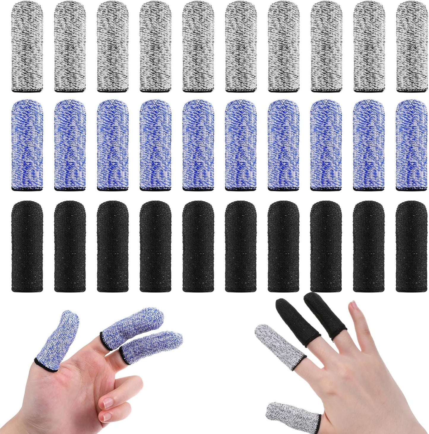 Finger Covers for Cuts, 30 Pcs Reusable Non Slip Finger Cots Breathable Finger Tips Protector Thumb Guard for Kitchen Garden Work Sculpture
