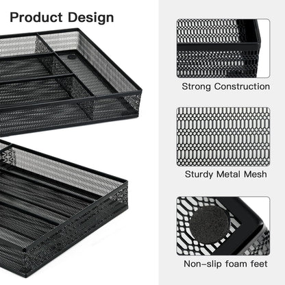 Neudeco Silverware Organizer,Mesh Drawer Organizer for Kitchen，Metal Utensil Organizer for Flatware, Knives, Spoons,Cosmetic (Silver 9 * 3 * 2 inch Pack6)