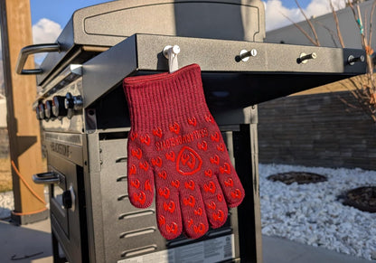 Oven Gloves with Fingers - 932°F Extreme Heat Proof and Cut Resistant Mitts for Kitchen, BBQ, Grill, Baking, Fire Pit - EN407 Certified with Non-Slip Silicone Grip and Cotton Lined for Comfort