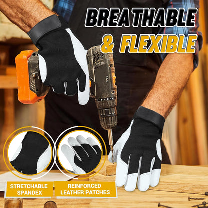 HANDLANDY Work Gloves for Men & Women, Utility Mechanic Working Gloves Touch Screen, Flexible Gardening Gloves for Yard