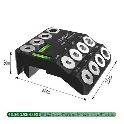 30 45 90 Degree Angled Drill Guide Jig with 2 Torpedo Level | 4 Sizes Portable Drilling Hole Guide Jig for Straight and Angle Stairs Handrail, Cable Railing, Deck, Wood Post Level design