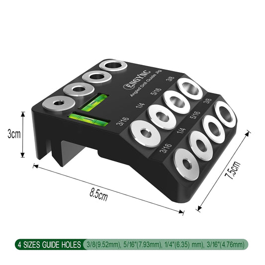 30 45 90 Degree Angled Drill Guide Jig with 2 Torpedo Level | 4 Sizes Portable Drilling Hole Guide Jig for Straight and Angle Stairs Handrail, Cable Railing, Deck, Wood Post Level design