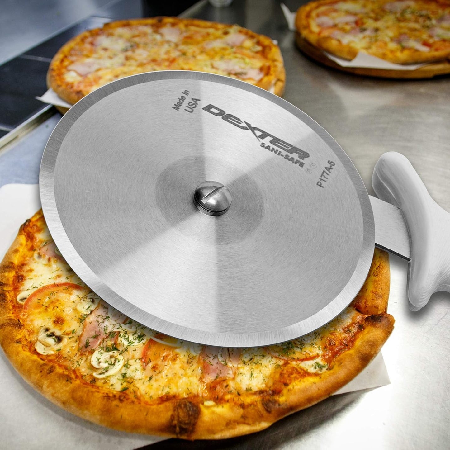 Dexter-Russell 4" Pizza Cutter, P177A-4PCP | SANI-SAFE Series, Stainless Steel Blade with Slip-Resistant Polypropylene Handle | Heavy-Duty Rotary Cutter for Pizza, Pastry & More | Made in USA