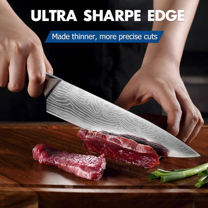YOTSUBA 3 PCS Japanese Kitchen Knife Set, Razor Sharp High Carbon Stainless Steel Chef Knives with Ergonomic Natural Rosewood Handle, Premium Gift Box for Home & Restaurant Use