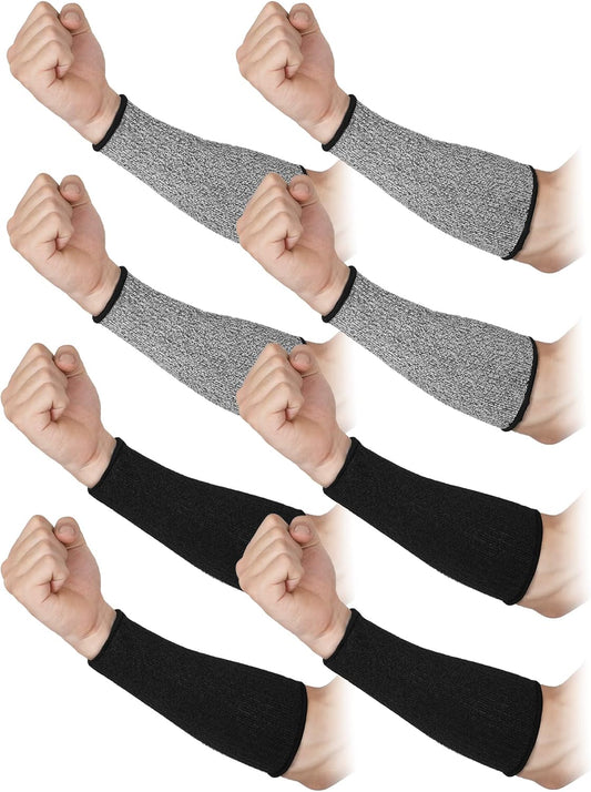SATINIOR 4 Pairs Cut Resistant Arm Sleeves Level 5 Arm Protectors for Thin Skin and Bruising Safety Protective for Men Women(Grey, Blue, Pink, Yellow)