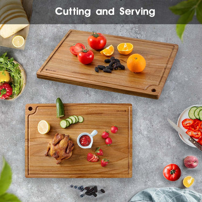 Extra Large Acacia Wood Cutting Board 20 x 14 Inch - Caperci Better Kitchen Chopping Board with Juice Groove & Handle Hole for Meat (Butcher Block) Vegetables and Cheese