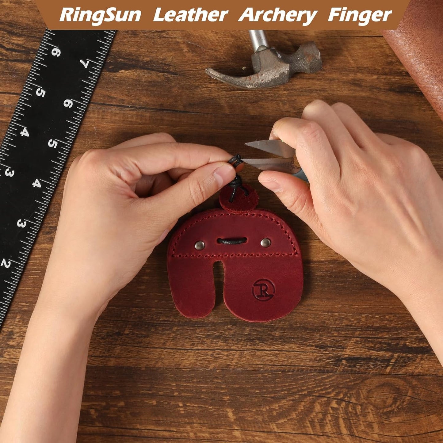 Ringsun Leather Archery Finger Tabs,Handmade Archery Finger Guard for Shooting Practice Gear, Recurve Bow Fingers Tab