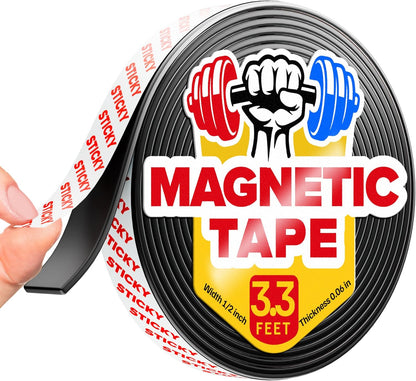 X-Bet Magnet Magnetic Strips with Adhesive Backing - Magnetic Tape for Crafts - Tool and Knife Magnet Strips for Kitchen, Garage and Garden - Adhesive Magnetic Tool Holder Strip for Wall(6 Pieces)