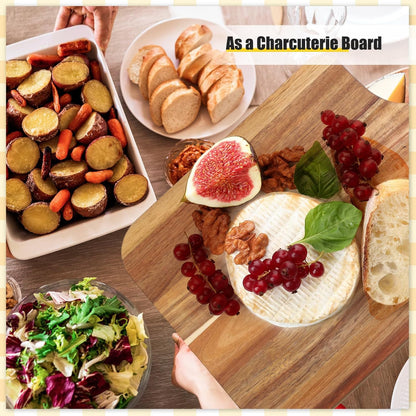 Didaey 6 Pcs Cutting Board Bulk Kitchen Thicken Chopping Platter with Handles Wooden Charcuterie Serving Trays Blank Wood Boards for Engraving Wedding Housewarming(Acacia Wood,11 x 5 Inch)