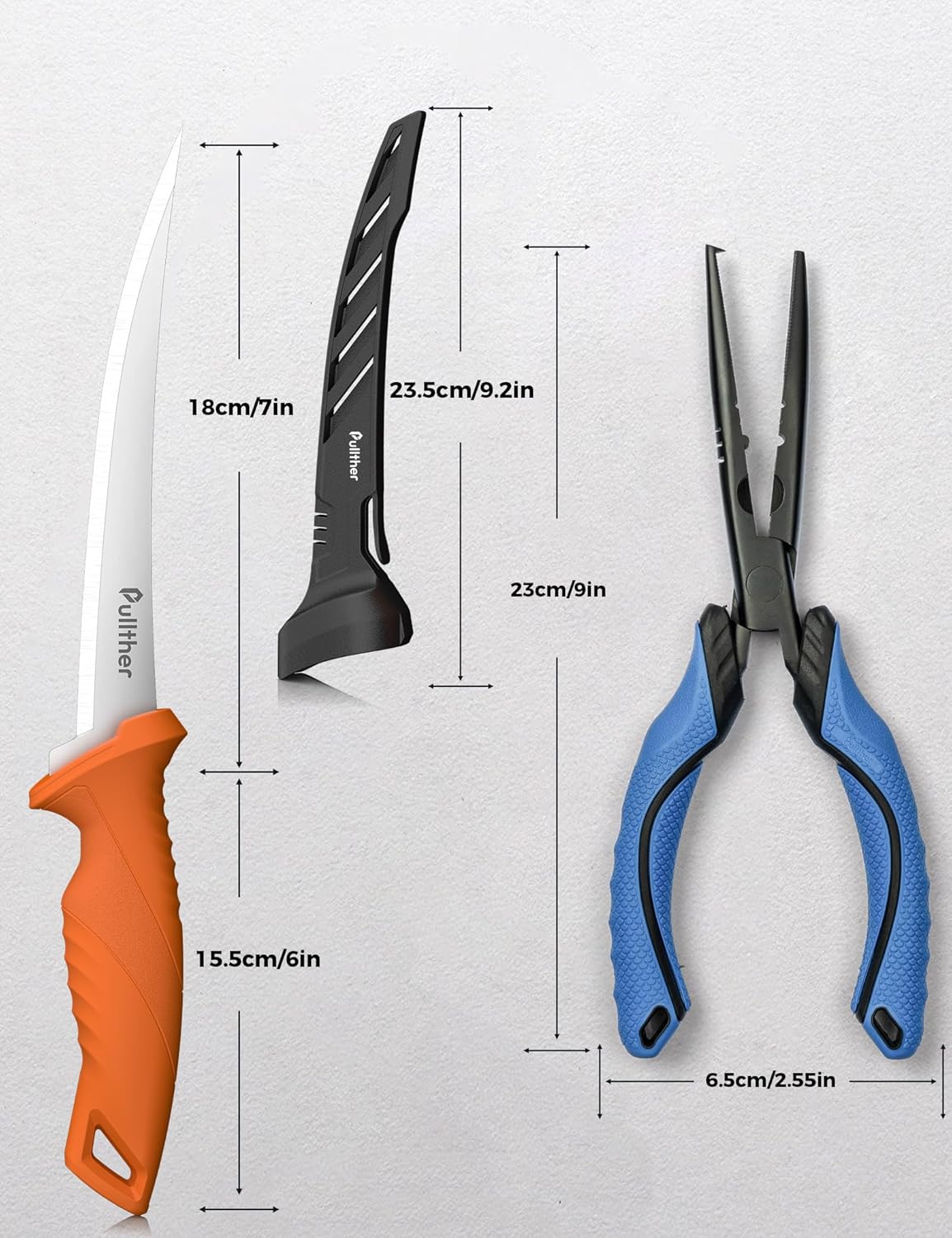 2PC Fishing Tool Kit - 7" Fillet Knife,Fishing Pliers,Multitool Hook Remover Fishing Pliers,Fishing Gear for Saltwater