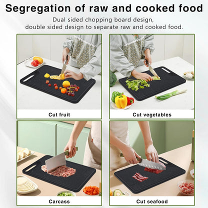 Cutting Boards for Kitchen,Large Cutting Board Set of 2,Non-Slip Cutting Board with Dandle and Juice Groovenon,Dishwasher Safe Cutting Boards (Green)