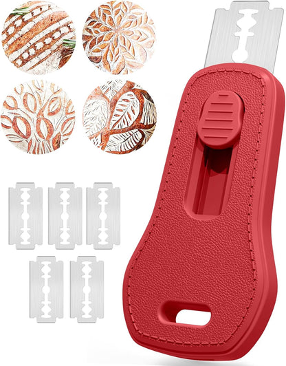 24SHEN Bread Lame, Sourdough Scoring Tool with Extractable & Magnetic, Sour Dough Tools Sourdough Cutter for Homemade Bread Making, Scoring Knife Include 5 Razor Blades-Beige