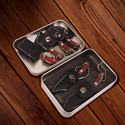 Damascus Pocket Knife Set Mini Chef Tiny Cleaver for Package Opener Box Cutter - of 4