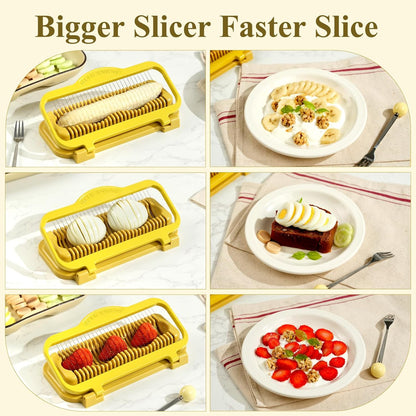 Egg Slicer for Hard Boiled Eggs Banana Slicer, Aluminium & Stainless Steel Wires Heavy Duty Bigger for Strawberry Mushroom, Dishwasher Safe