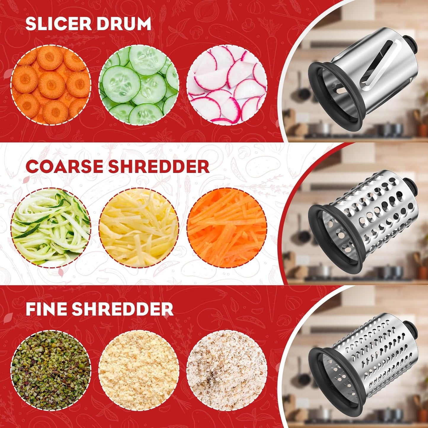 Meat Grinder & Stainless Steel Cheese Grater Attachment for KitchenAid Stand Mixer - 2 Pcs Kitchen Aid Accessories and Attachments Including Slicer Shredder and Food Grinder Attachment