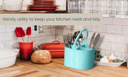 Silverware Holder for Countertop, Spoon Holder & Cutlery Organizer, Utensil Holder for Party, Flatware Caddy, Silverware Holder for Party (Ivory)