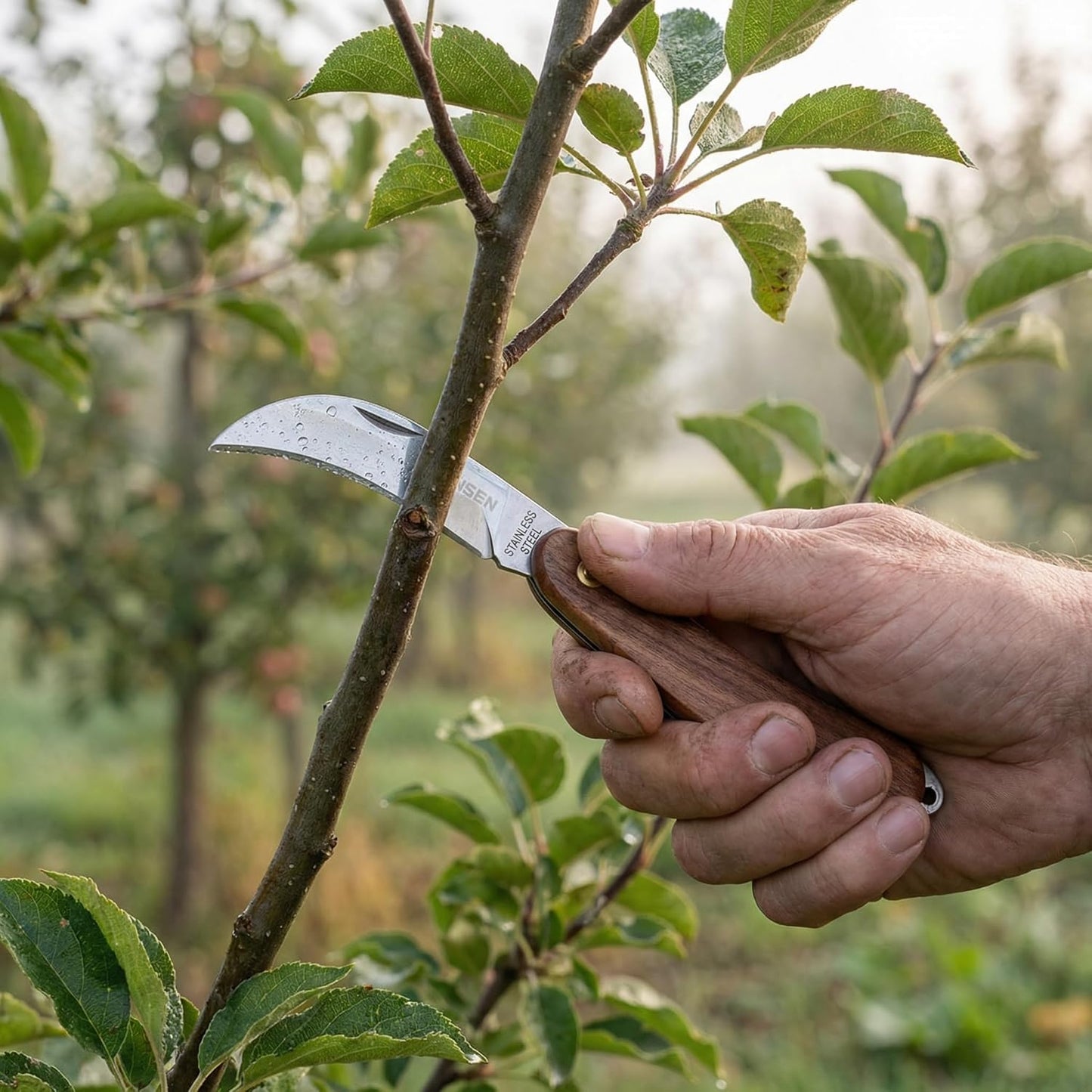 Professional Pruning & Grafting Knife - 3.5 Inch Sharp Stainless Steel Blade, Gardening, Budding, Mushroom Harvesting & Outdoor Use (model-E)