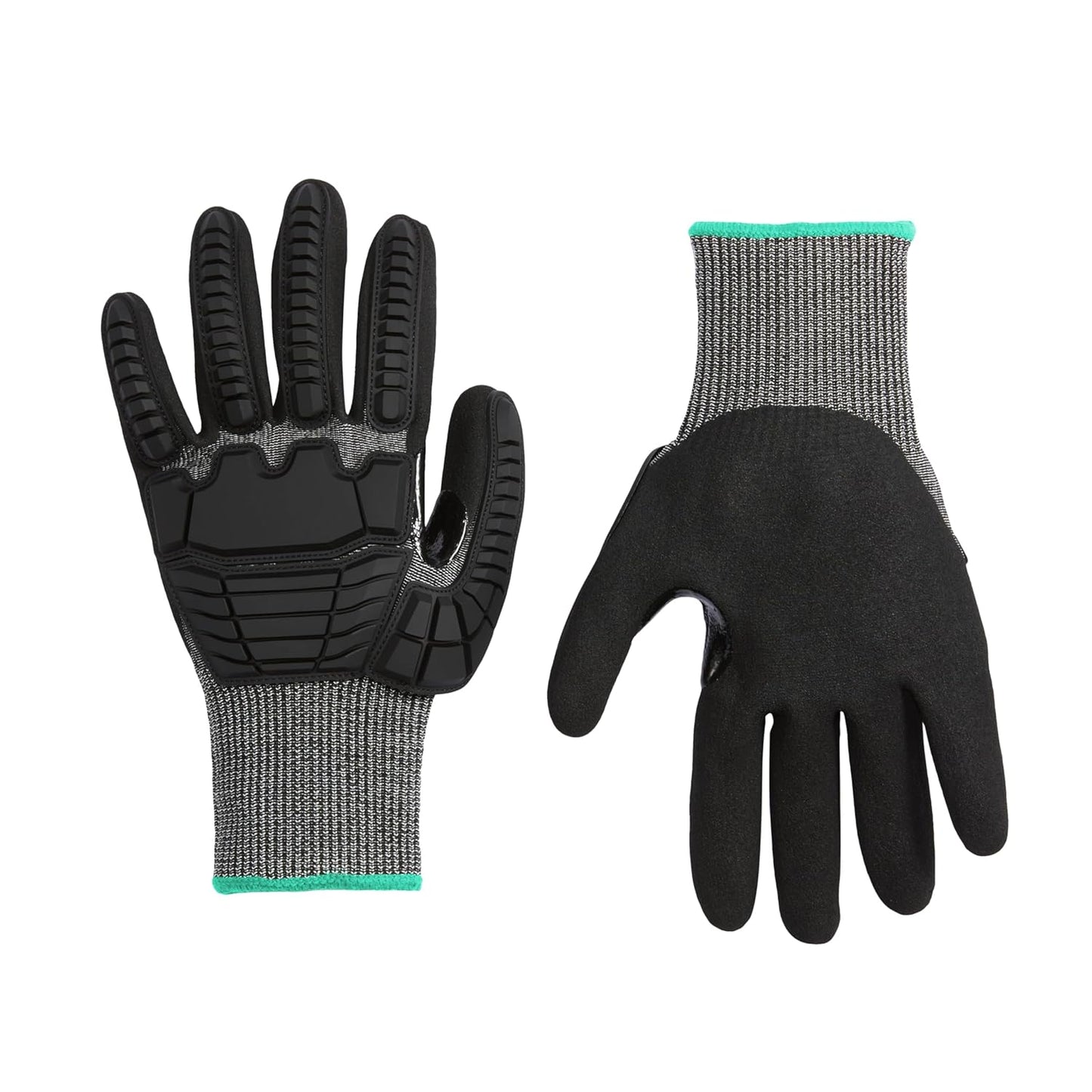 Amazon Basics Cut Level A2, Abrasion ANSI Level A4, Impact Protection Work Gloves, Touchscreen Compatible, 15G Sandy Nitrile Palm, Cut-Resistant, Pack of 100 Pairs, Black, Size XX-Small