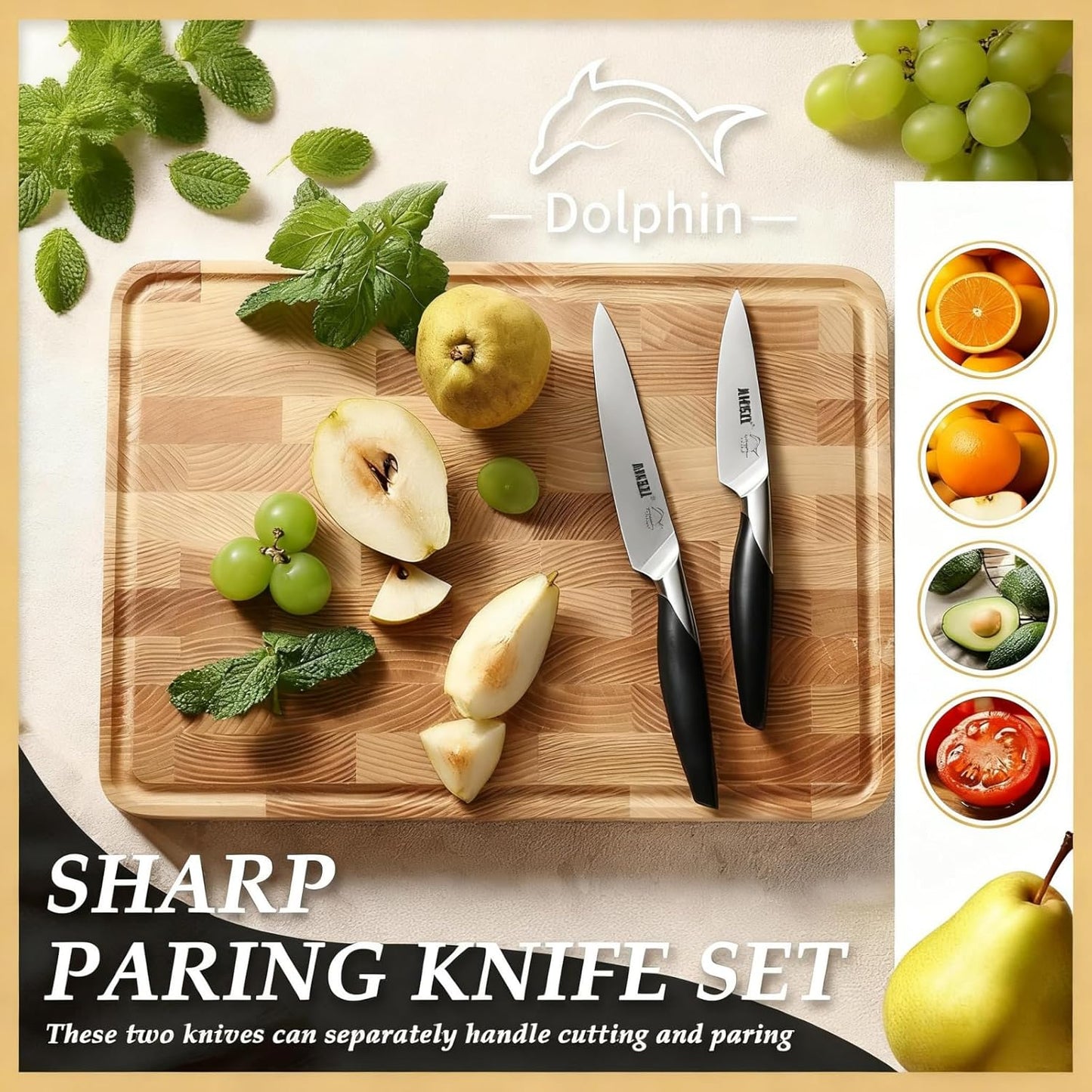 Paring Knife Set of 2， 3.5 + 5 Inch Ultra Sharp German 1.4116 Stainless Steel Small Kitchen Knife for Peeling Fruit， Slicing Vegetables & Garnishing Dishwasher Safe， Ergonomic Full Tang Grip