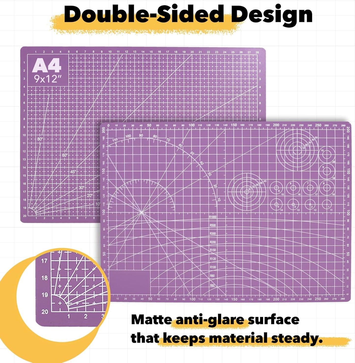Mandala Crafts Self-Healing Cutting Mat Set – 12" x 18" A3 Green Double-Sided 5-Ply Mat with Fabric Cutter, Quilt Ruler & Craft Knife for Sewing, Quilting, Leather & Scrapbooking