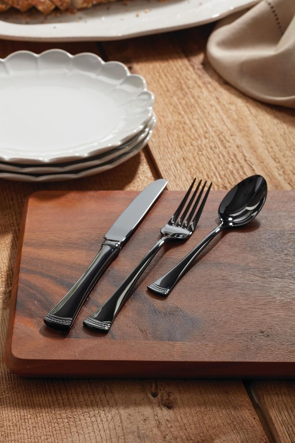 Lenox Silverware Set, Portola 12-Piece Steak Knife Flatware Set, Service For 12, Made Of 18/10 Stainless Steel, Dishwasher Safe, Home And Kitchen Utensils, Knives, Cutlery (Silver, 12 Piece)