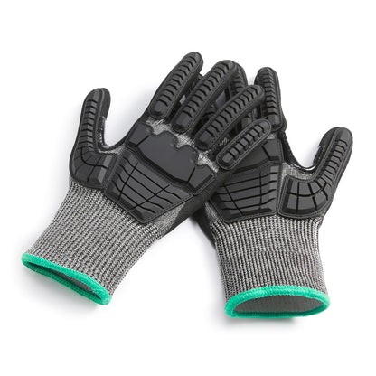 Amazon Basics Cut Level A2, Abrasion ANSI Level A4, Impact Protection Work Gloves, Touchscreen Compatible, 15G Sandy Nitrile Palm, Cut-Resistant, Pack of 100 Pairs, Black, Size XX-Small