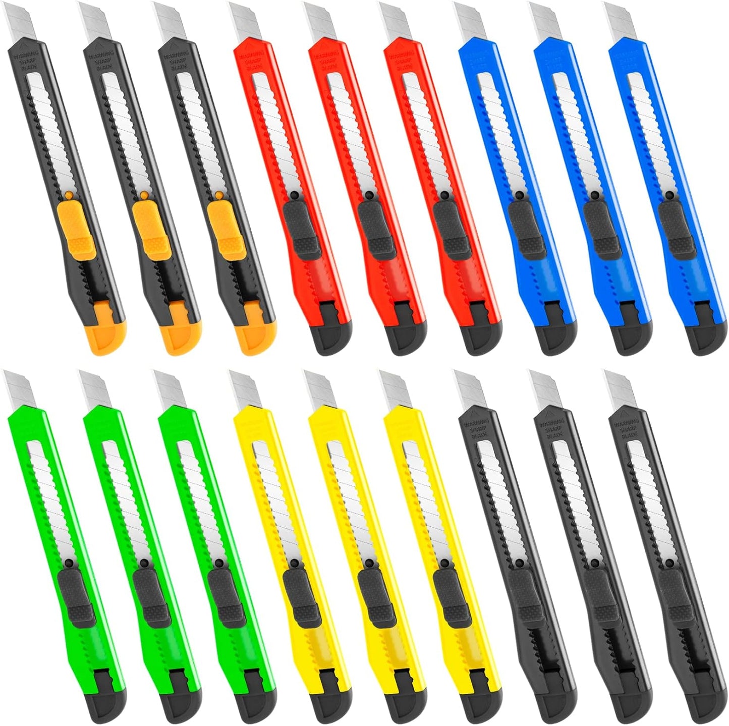 4 Pack Box Cutter Retractable, Utility Knife 9MM Wide Snap-Off Blades, Exacto Knife for Cutting Box, Wrapping, Cardboard, Extended Razor Knife, Box Opener Perfect for Office, Home, School