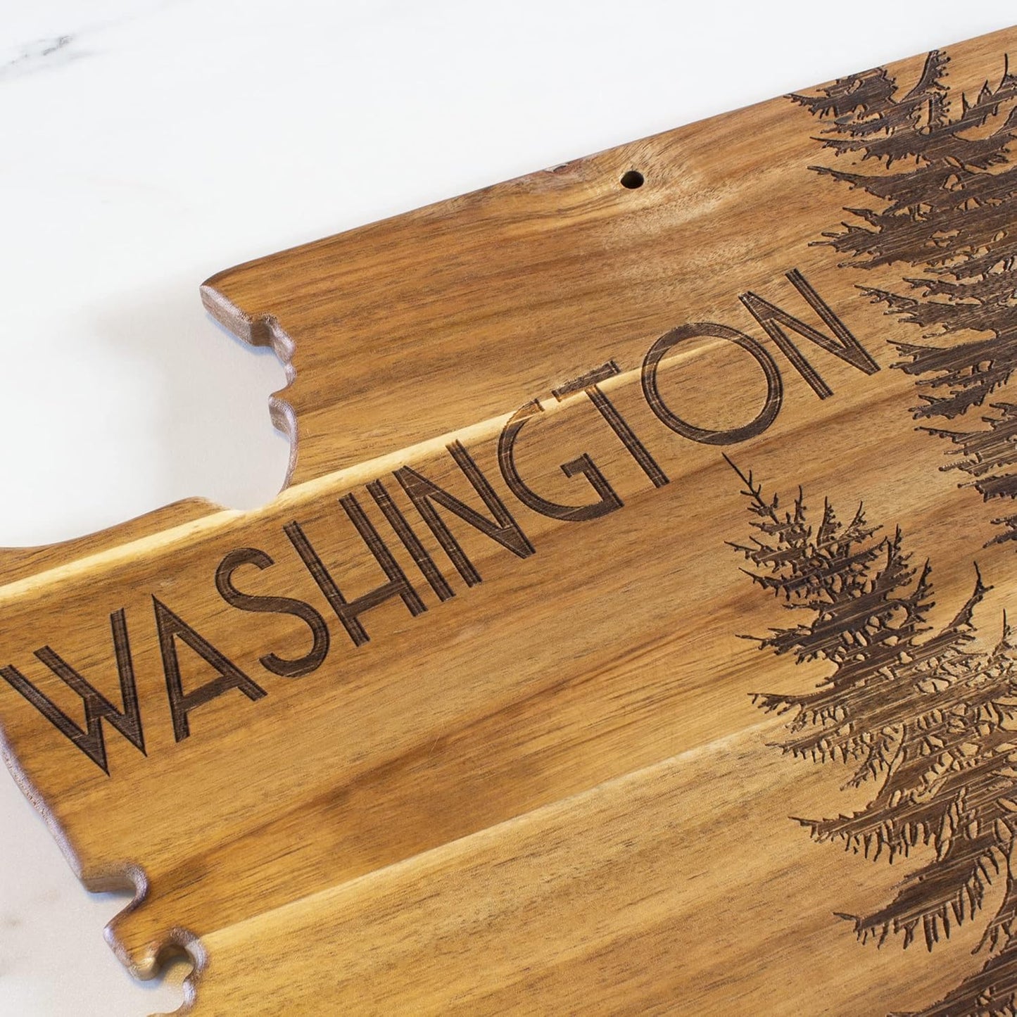 Totally Bamboo Rock & Branch Origins Series New York State Shaped Cutting Board and Charcuterie Serving Tray, Includes Hang Tie for Wall Display