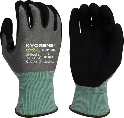 Armor Guys Kyorene Pro 00-840 A4 Cut Resistant Work Gloves - Graphene, Nitrile Grip, Durable, Breathable for Industrial Use - L, 12 Pairs