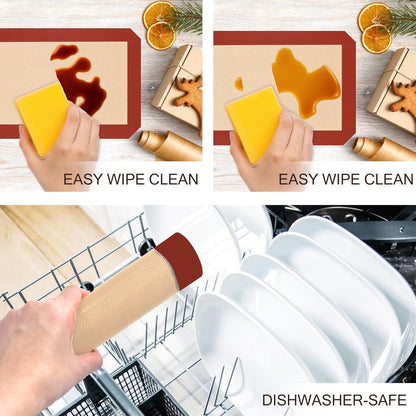 Silicone Baking Mat, 3 Pack Reusable Baking Sheet, Non-Stick ＆ Food Safe Silicone Mats for Baking for Making Cookies Macaroons Bread, Baking Supplies ＆ Accessories