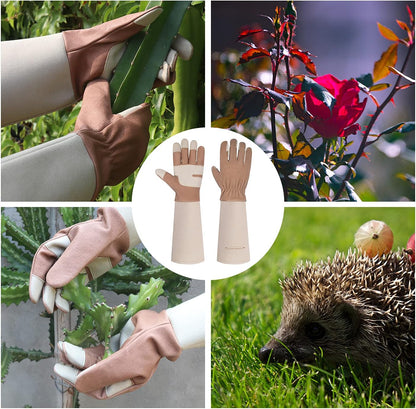 HANDLANDY Rose Pruning Gloves for Men & Women, Long Thorn Proof Gardening Gloves, Breathable Pigskin Leather Gauntlet, Best Garden Gifts & Tools for Gardener