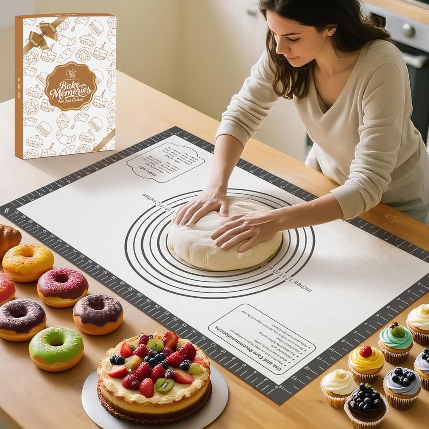 Silicone Baking Mat, Non Stick Pastry Mat Sheet for Dough Rolling, Nonslip Fondant/Pie Crust Mat, Counter Mat Oven Liner Mat for Making Cookies Macarons Bread Baking Supplies Extra Large 26 x 16 Inch