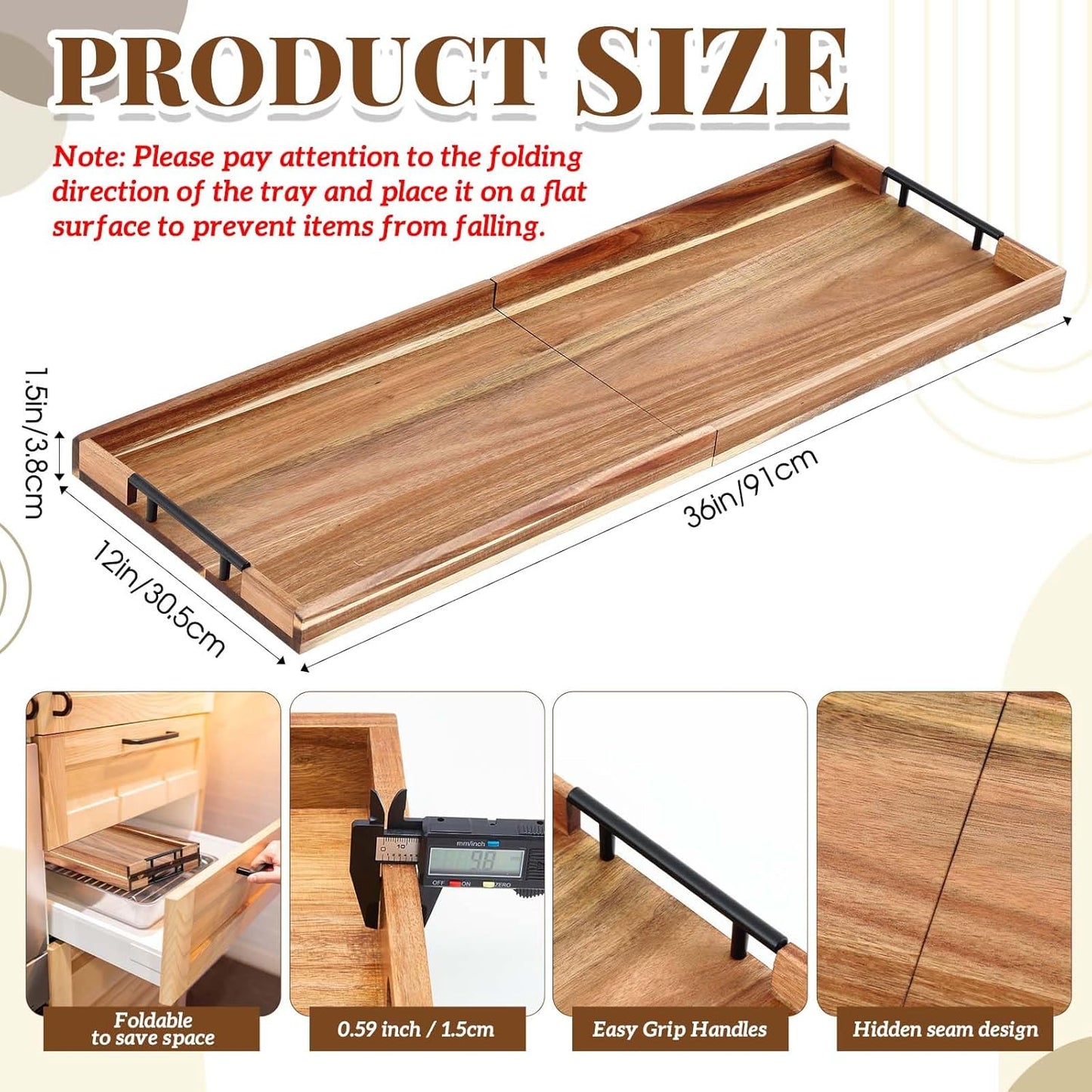 Teenyyou 32 x 18 Large Acacia Wood Cutting Boards for Kitchen Wooden Cutting Board with Juice Groove Extra Large Serving Platter Carving Tray for Meat Cheese(Black)