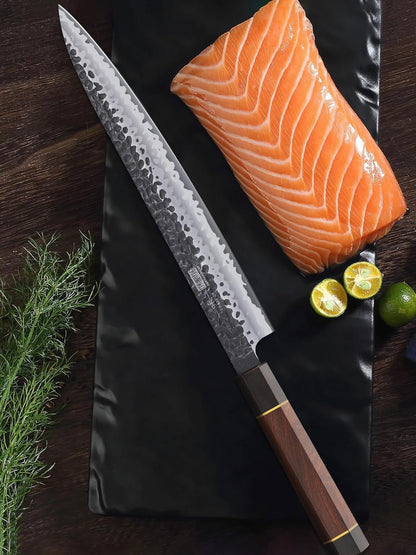 HOSHANHO Sushi Knife Japanese Sashimi Knives 10 Inch, Hand Forged High Carbon Steel Yanagiba Knife, Kitchen Chef Knives for Cutting Sushi & Sashimi, Fish Filleting