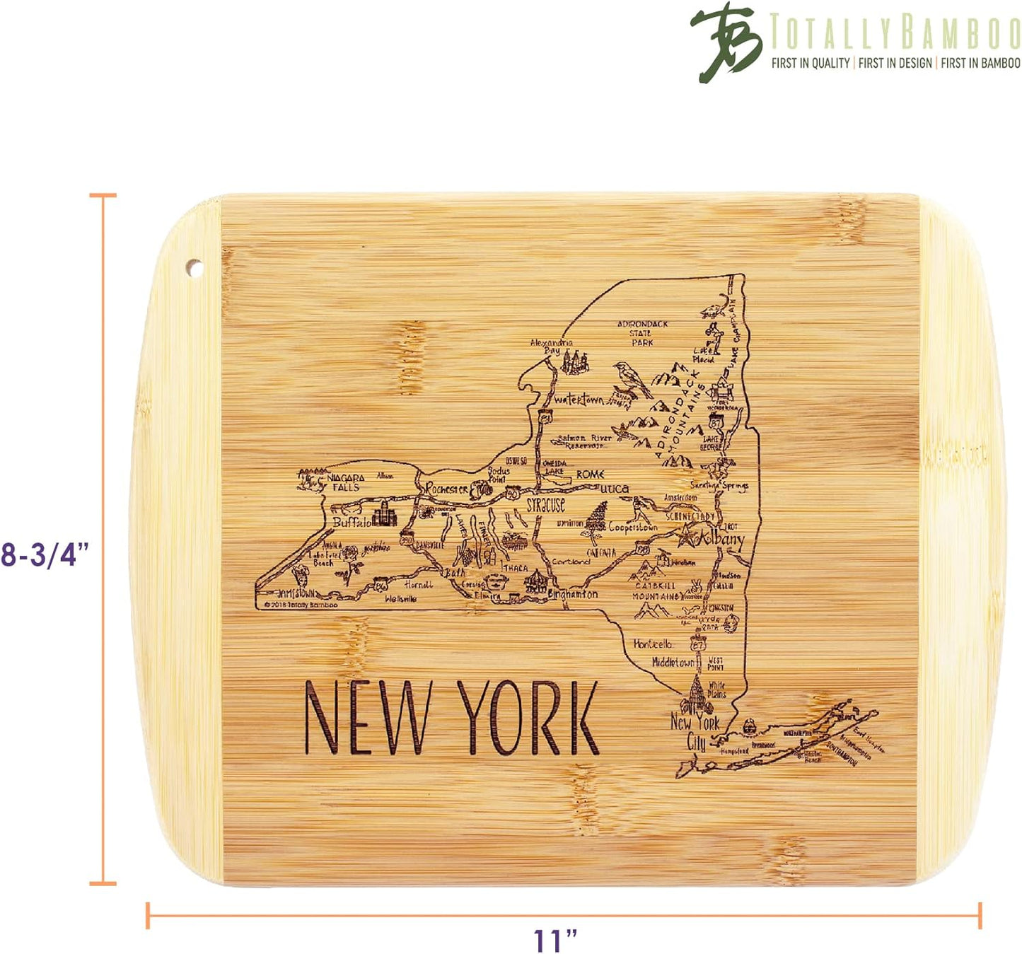 Totally Bamboo A Slice of Life New Jersey State Serving and Cutting Board, 11" x 8.75" - Colors A