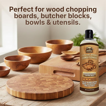 Butcher Block Conditioner 16 fl oz - Food Grade Mineral Oil and Beeswax Wood Cutting Board Conditioner for Butcher Blocks, Bowls & Utensils - Food Safe Natural Formula - Made in the USA