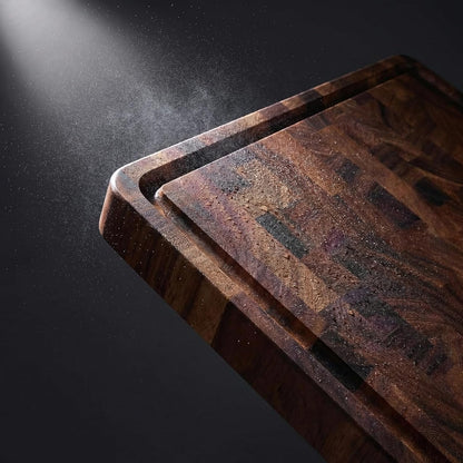 Babilonia Walnut Cutting Board - 17" x 13" x 1" Professional and Heavy Duty Non Toxic Wood Chopping Board, Wooden Charcuterie Boards & Butcher Block with Handles (Oil Bottle Included)