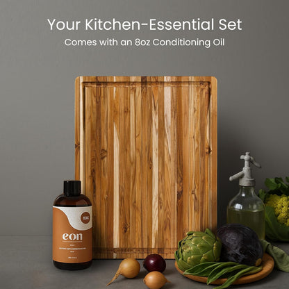 Teakhaus Cutting Board - Extra Large (XL) Teak Wood Cutting Board 24”L x 18”W x 1.5” Thick - Sustainably Harvested and FSC Certified - Knife Friendly with Natural Oil Finish