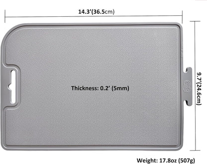 Korean Made Thick Silicone Double-Sided Usable Cutting Board 14.3" x 9.7" Foldable Design Drip Groove Grip Handle Dishwasher Safe 1PCS Gift for Mom (Mint) Stocking Stuffer