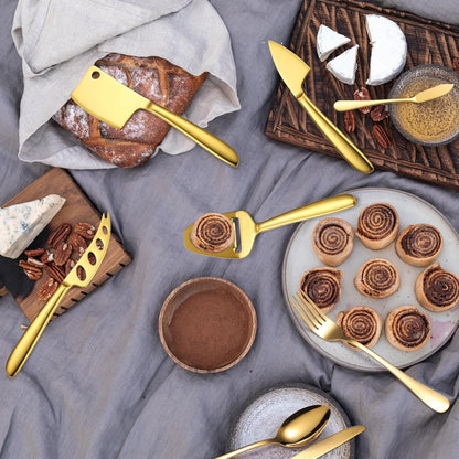 Copper Cheese Knives Set 7 Pieces Stainless Steel Kitchenware Utensils Gadgets 7 Pieces Cheese Knife,Cheese Spreader,Cheese Forks,Cheese Slicer,Cheese Cutter,Butter Knife