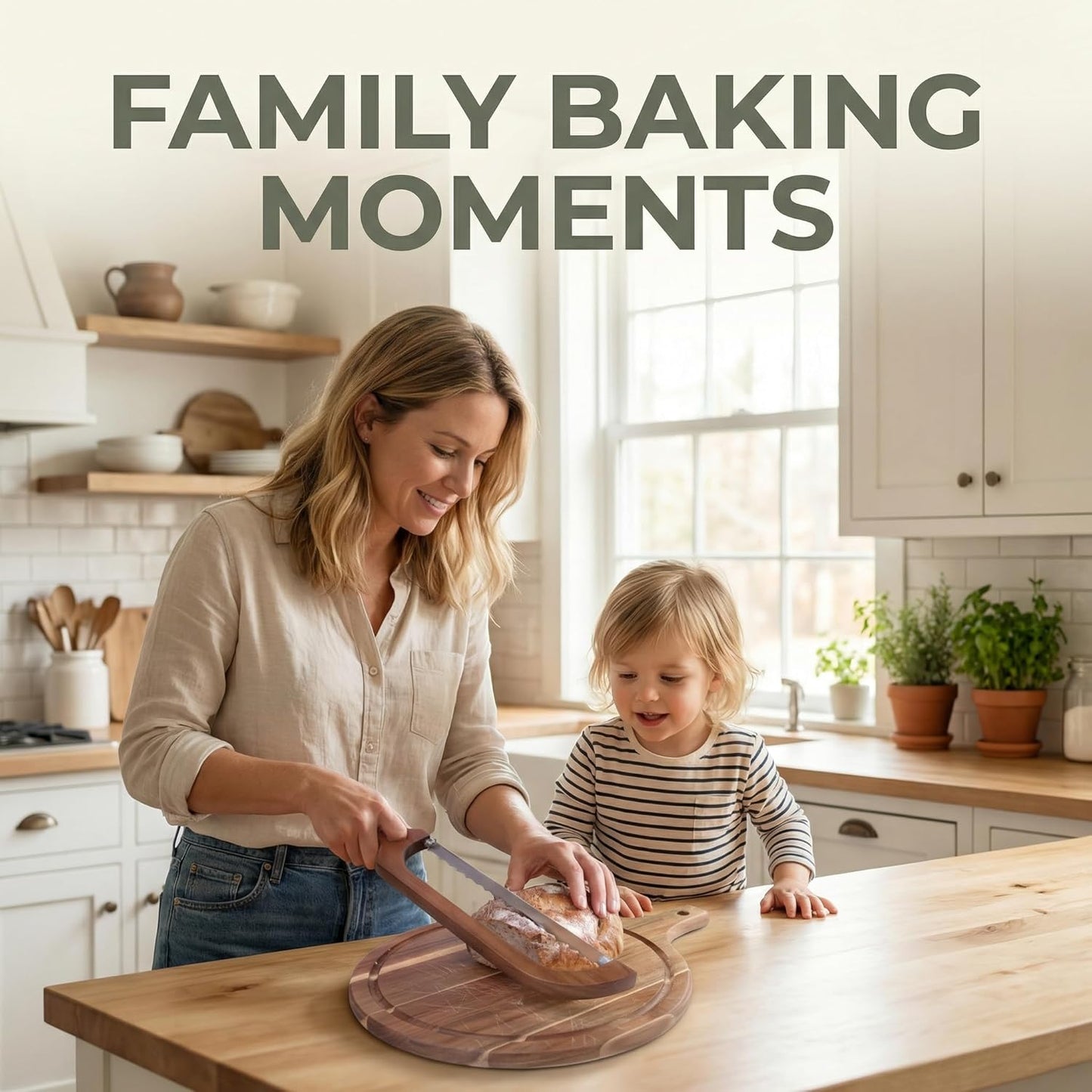 360° Rotatable Blade Wooden Bread Knife, Left-Hand Friendly, Bread Slicer, Bread Bow Saw