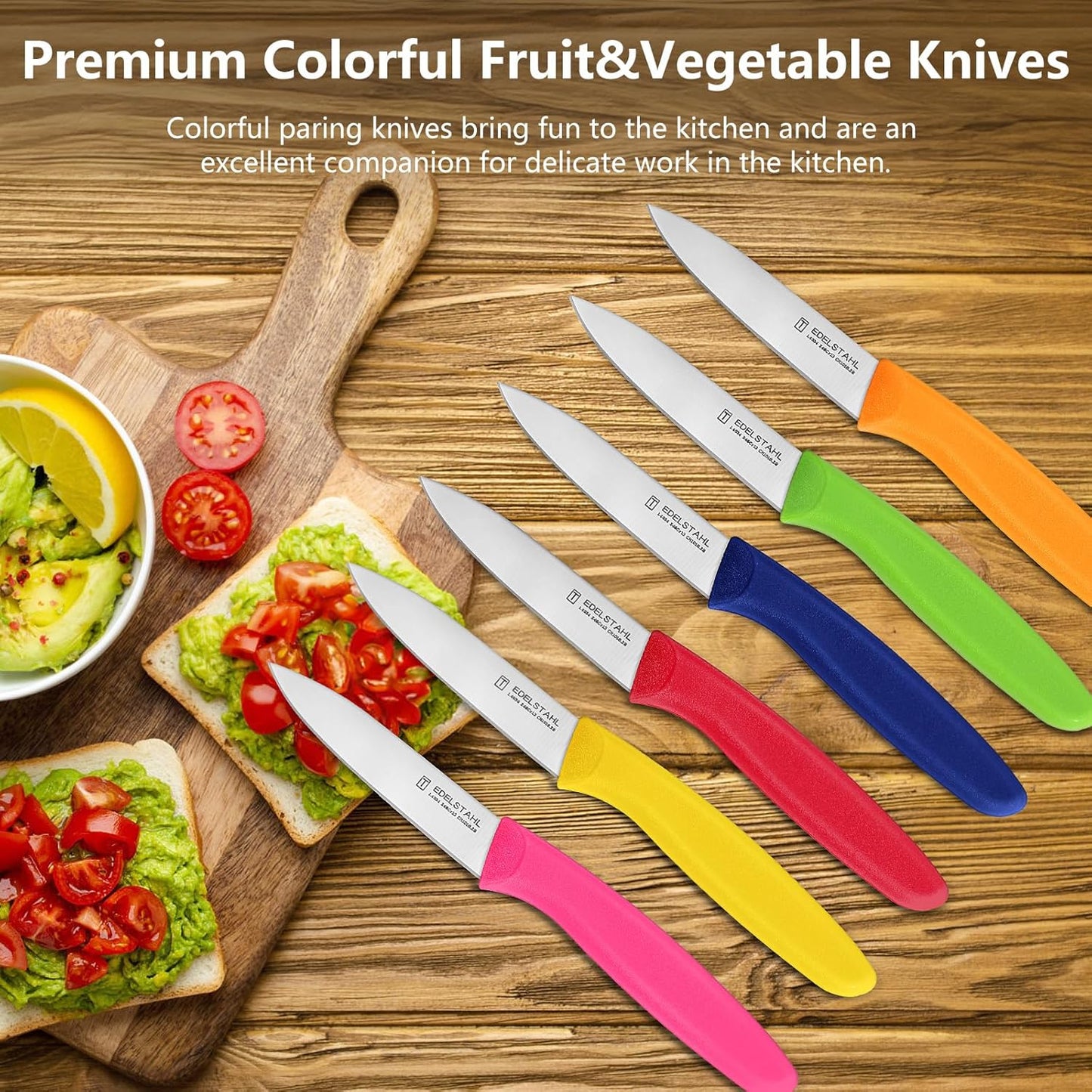 Paring and Garnishing Knife,Fruit Knife Set,12 Pieces Stainless Steel Paring Knives,Straight Edge Small Knife Set for Cutting Fruits and Vegetable,Spear Point,Ergonomic Handle,Multicolor